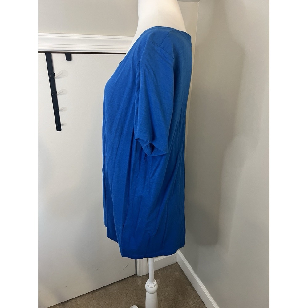 Eileen Fisher  Blue Short Sleeve Round Neck‎ Tee Shirt Large - Picture 3 of 7